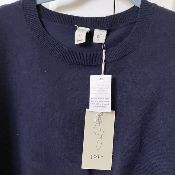NWT Joie Cropped Sweater Womens L Knot Front Navy Blue Soft Knit Neutral - Picture 3 of 8